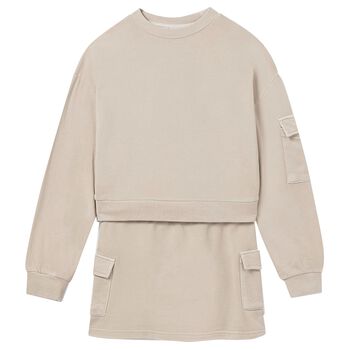 Girls Grey Cargo Skirt Set