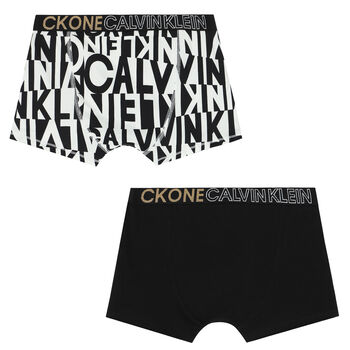 Boys Black Logo Boxer Shorts ( 2-Pack )