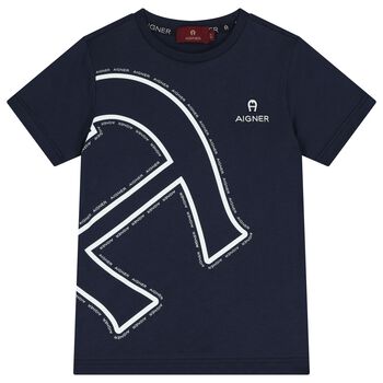 Boys Navy Blue Logo T-Shirt