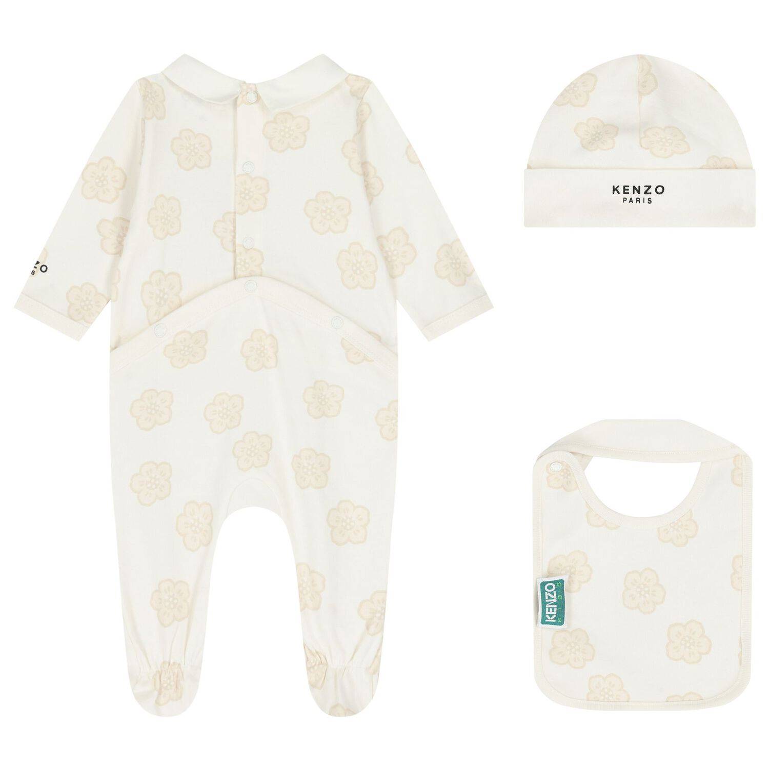 Ivory Bokeh Flower Babygrow Gift Set, 1, hi-res