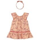Younger Girls Beige Bow Dress Set, 1, hi-res