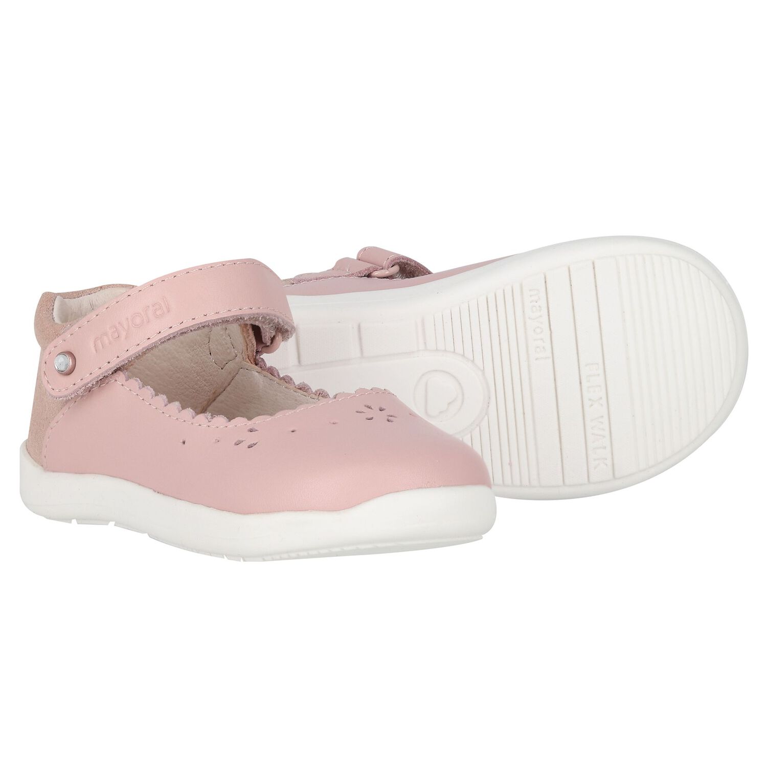 Younger Girls Pink Faux Leather Shoes, 2, hi-res