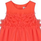 Younger Girls Coral Ruffled Tulle Dress, 1, hi-res