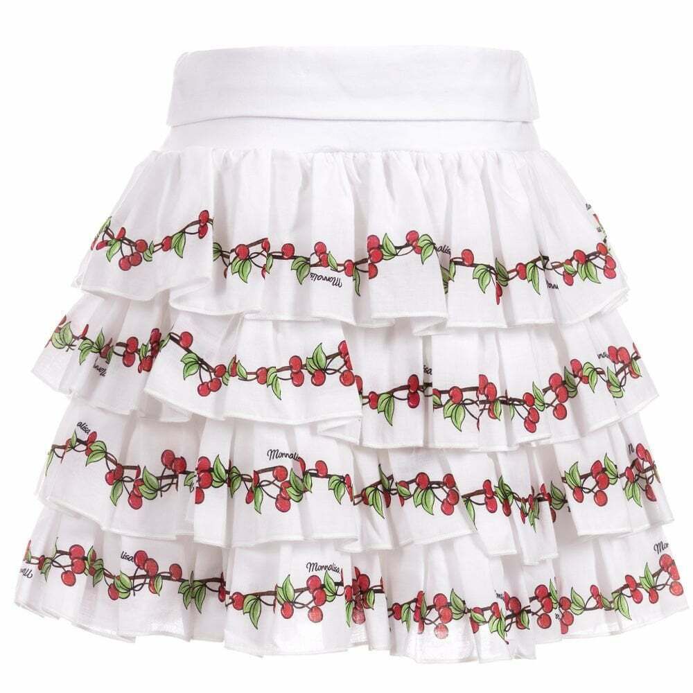 Monnalisa cherry-print cotton skorts (set of two) - White