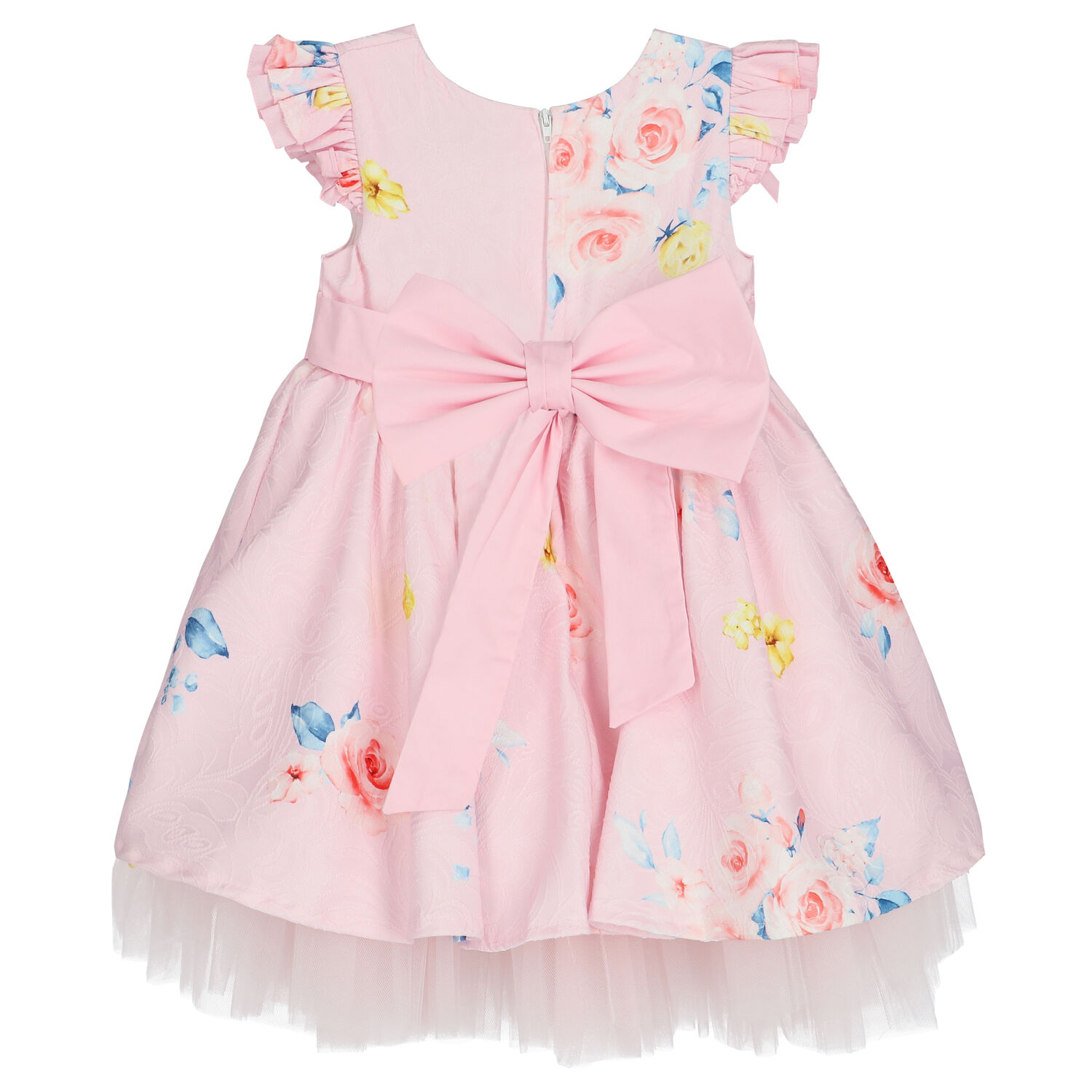 Girls Pink Floral Bow Dress, 1, hi-res image number null