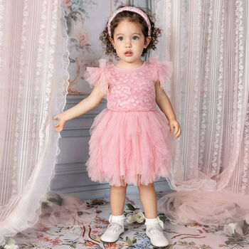 Baby Girls Pink Embellished Tutu Dress Set
