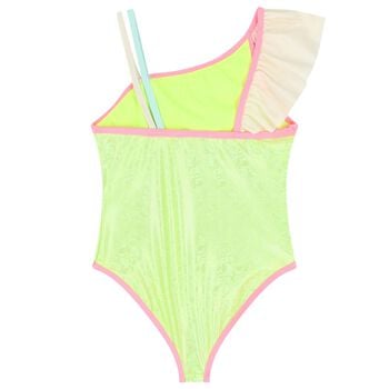 Girls Green Ruffled Swimsuit