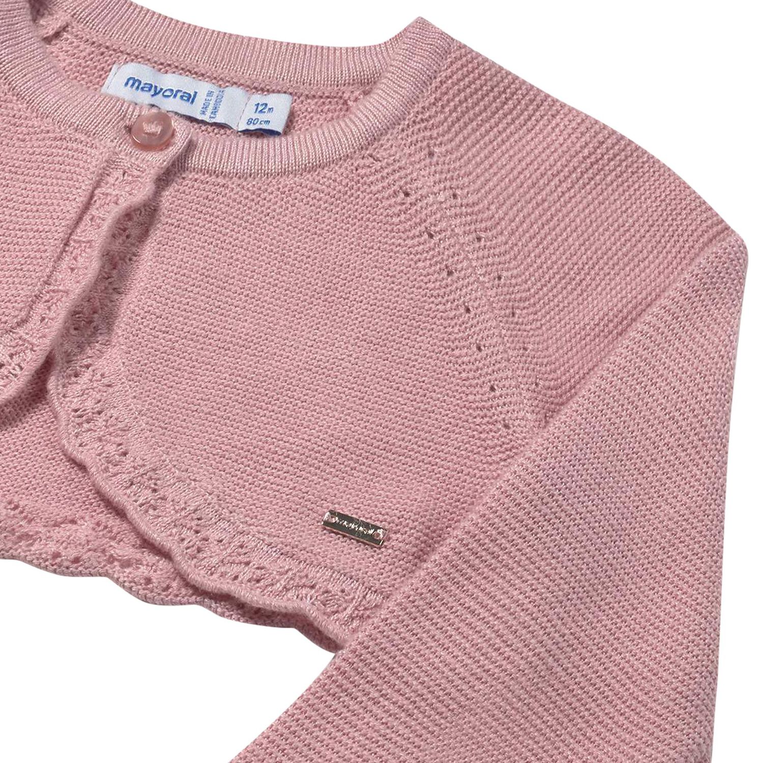 Younger Girls Pink Knitted Cardigan, 2, hi-res
