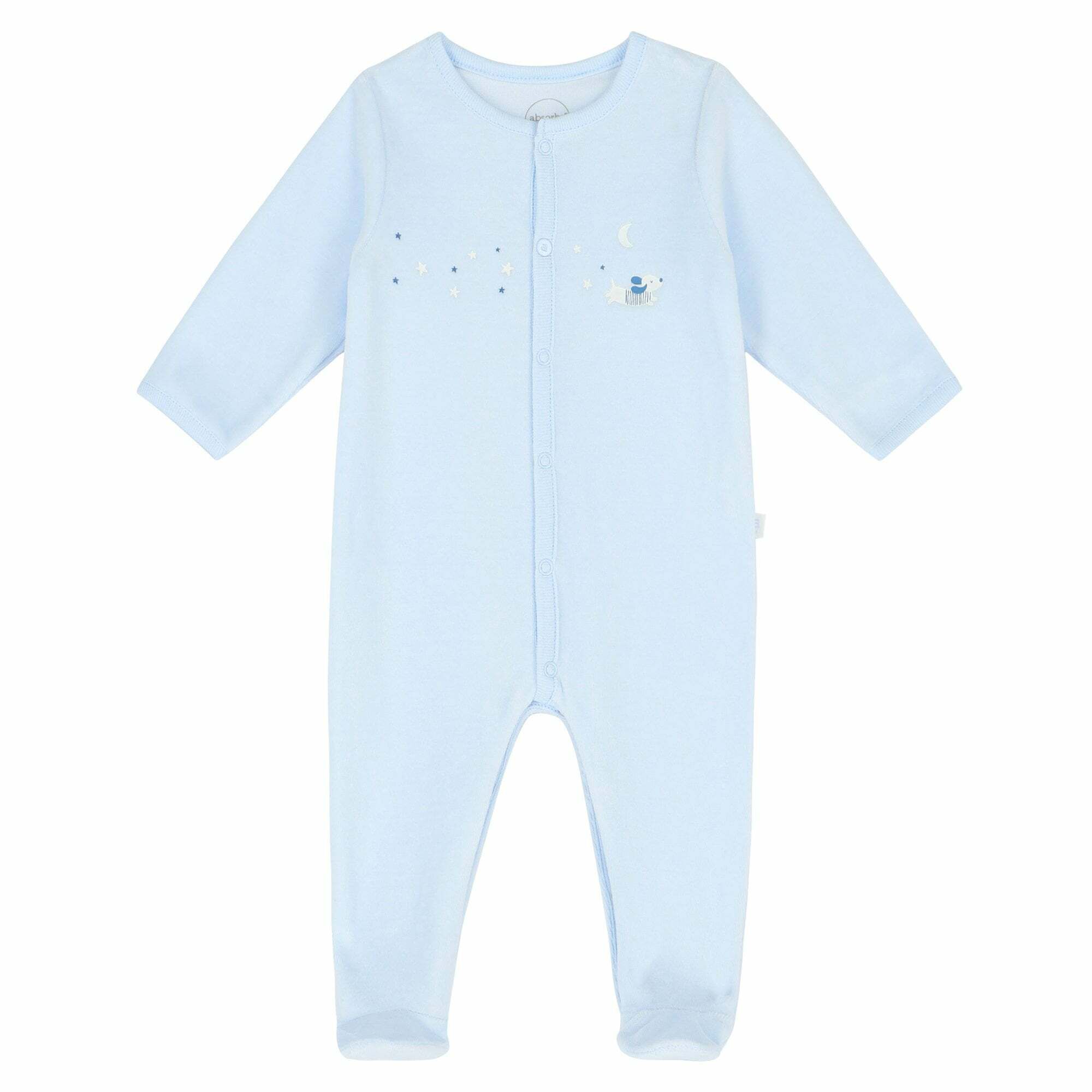 Blue velour babygrow hotsell