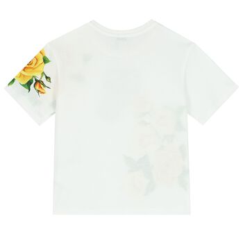 Girls Yellow & White Floral T-Shirt