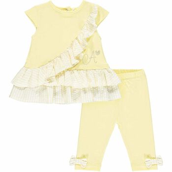 Baby Girls Yellow & White Leggings Set