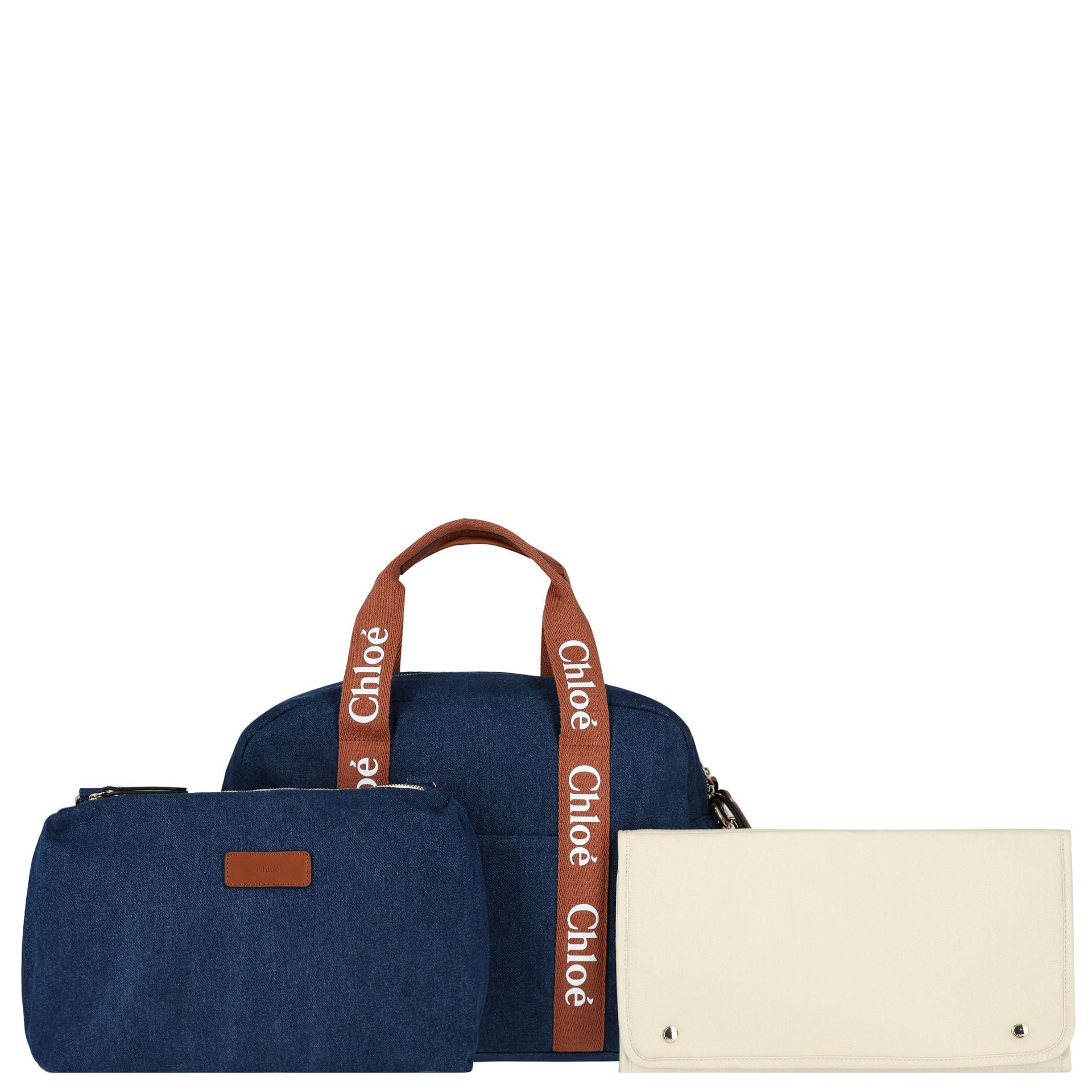 CHLOE Navy Blue Logo Baby Changing Bag | Junior Couture
