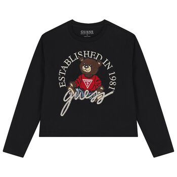Guess Boys Black Teddy Bear Logo Long Sleeve Top, 3 Boys Black Teddy Bear Logo Long Sleeve Top