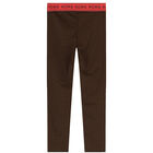 Girls Brown Logo Leggings, 1, hi-res