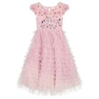 Girls Pink Sequin Embellished Tulle Dress , 1, hi-res