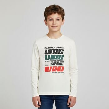 Boys White & Green Long Sleeve Top