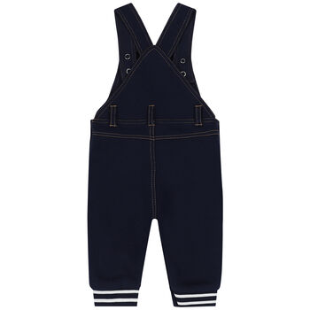 Baby Boys Navy Blue Logo Dungaree
