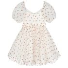 Girls White Floral Tulle Dress, 1, hi-res