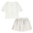 Girls Ivory & Beige Floral Skirt Set, 1, hi-res