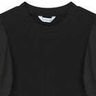 Girls Black Ribbed Top, 2, hi-res