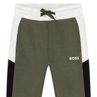 Younger Boys Green Logo Joggers, 2, hi-res