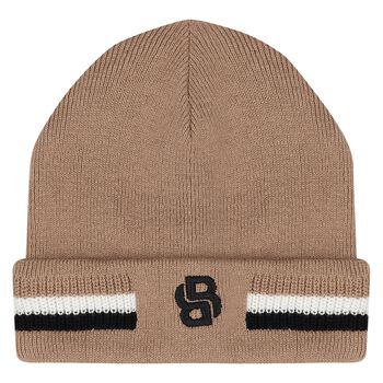 Baby Boys Beige Logo Beanie Hat