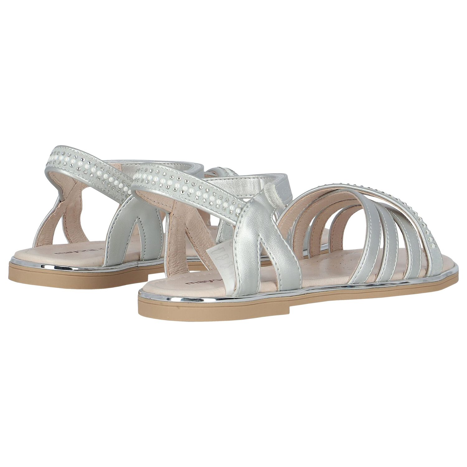 Girls Silver Rhinestone Sandals, 1, hi-res