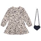 Girls Beige Heart Dress Set, 3, hi-res