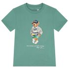 Boys Green Jersey Polo Bear T-Shirt, 1, hi-res
