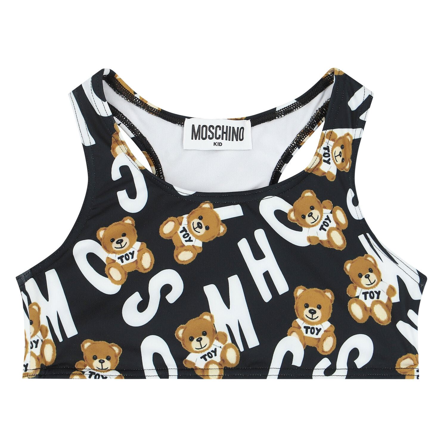 Girls Black Teddy Bear Logo Bikini, 1, hi-res image number null