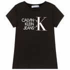 Girls Black Logo T-Shirt, 2, hi-res