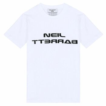 Boys White Logo Printed T-Shirt