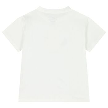 Girls White Teddy Bear Logo T-Shirt