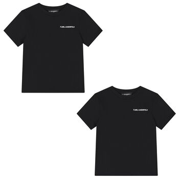 Boys Mini Me Black Logo T-Shirts ( 2 Pack )