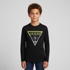 Boys Black Logo Long Sleeve Top, 2, hi-res