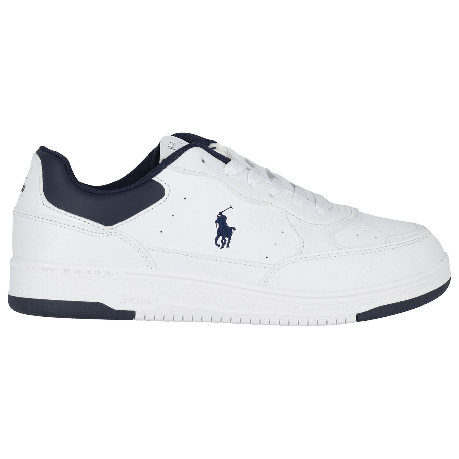 Boys White & Navy Blue Logo Trainers, 1, hi-res image number null