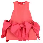 فستان بنات بفيونكة باللون الأحمر , 2, hi-res