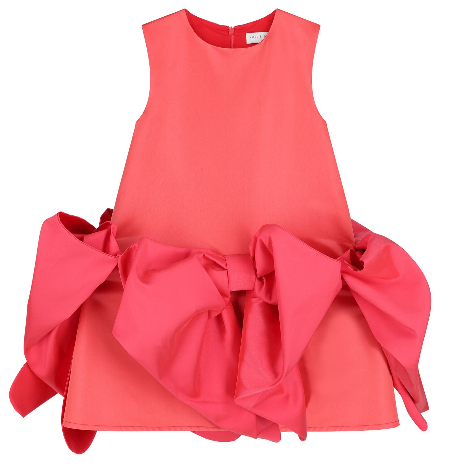 فستان بنات بفيونكة باللون الأحمر , 2, hi-res