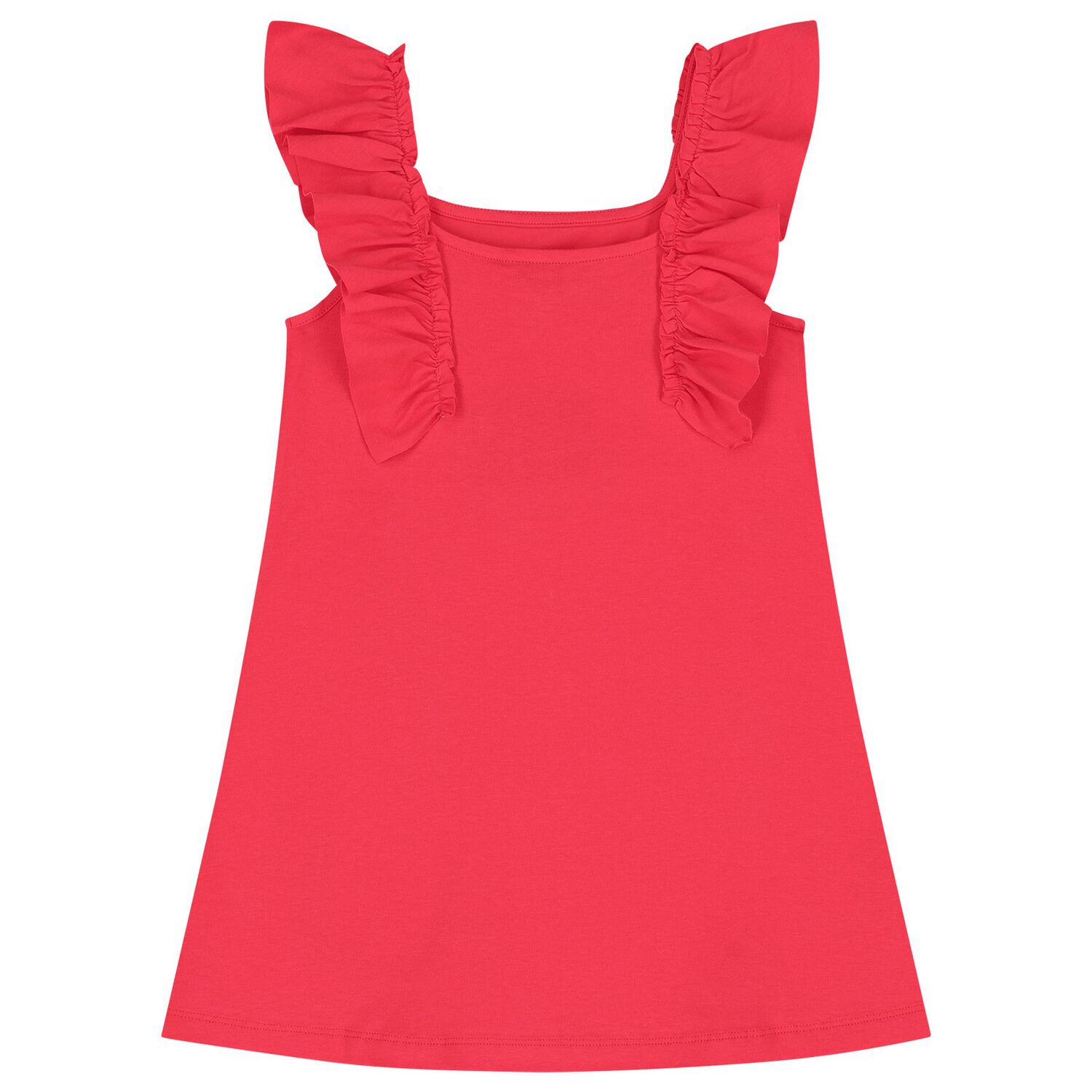 Girls Red Ruffled Dress, 3, hi-res