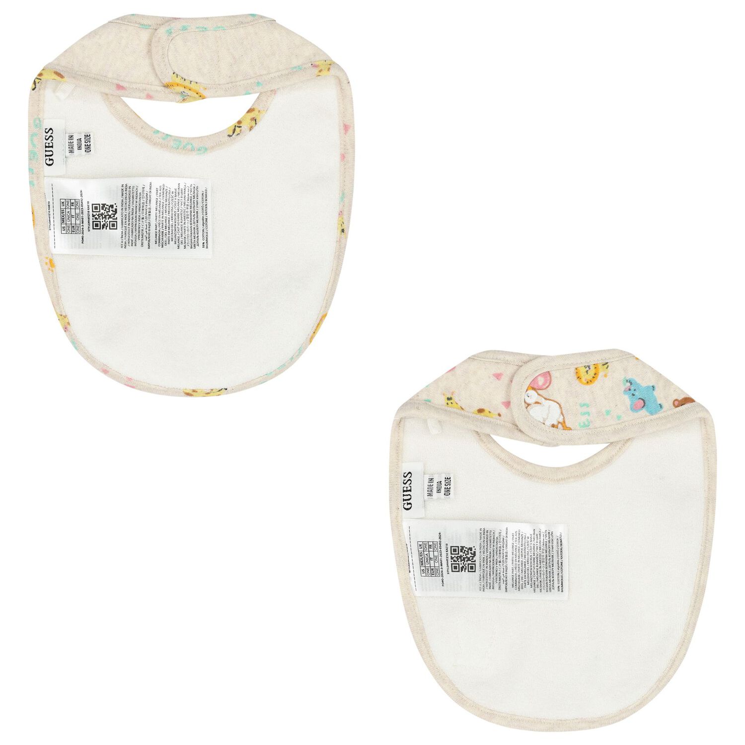 Beige Logo Teddy Bear Baby Bib ( 2-Pack ), 1, hi-res image number null
