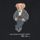 Boys Black Polo Bear Hooded Top, 1, hi-res