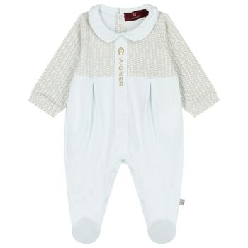 Baby Boys Blue Logo Babygrow