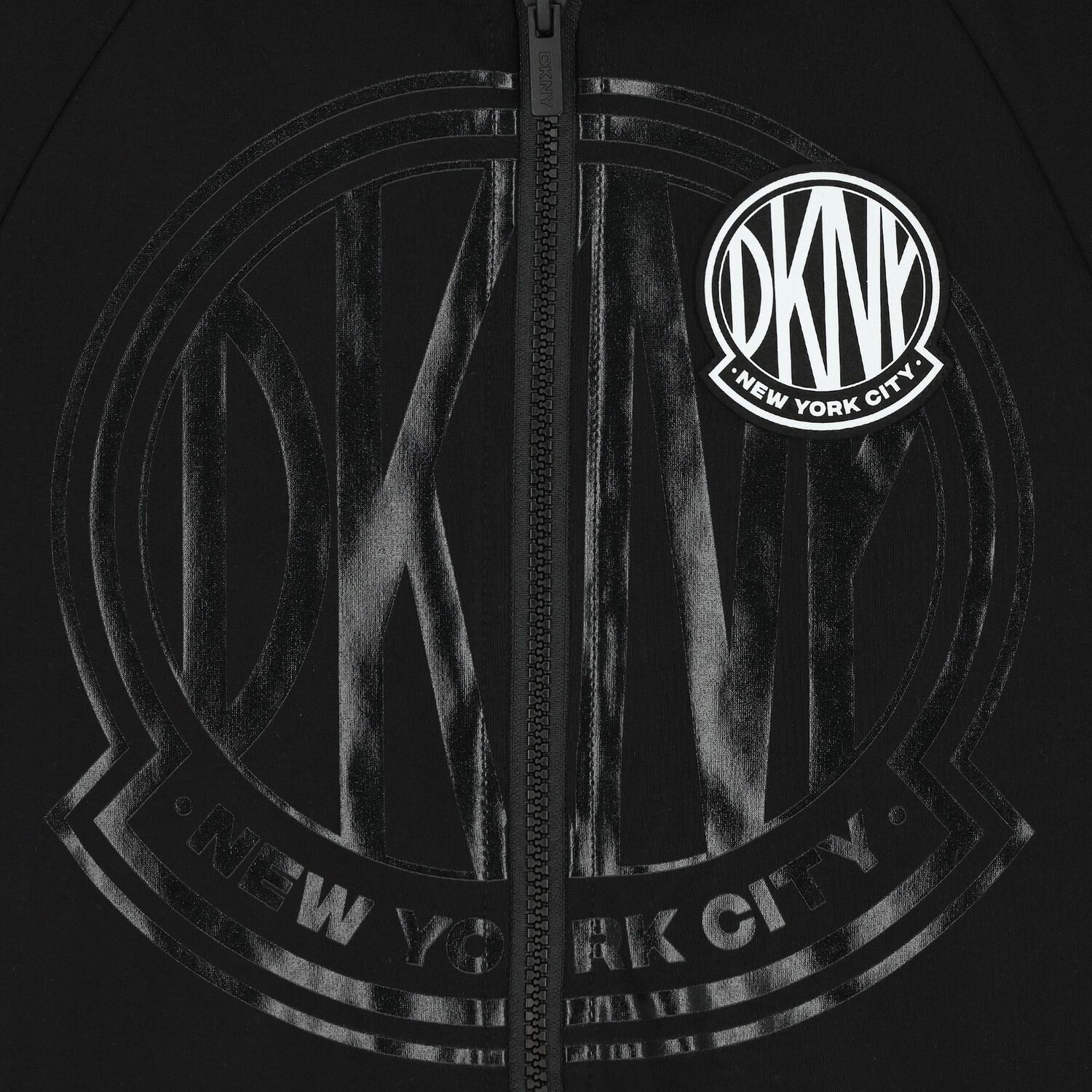 Black Logo Hooded Zip Up Top, 1, hi-res image number null