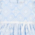 Girls Blue & White Embroidered Tulle Dress, 1, hi-res