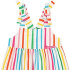 Girls Multi-Coloured Bow Striped Dress, 1, hi-res