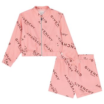 Girls Pink Logo Shorts Set