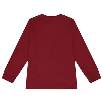 Boys Burgundy Logo Long Sleeve Top