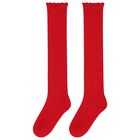 Girls Red Knitted Socks, 1, hi-res