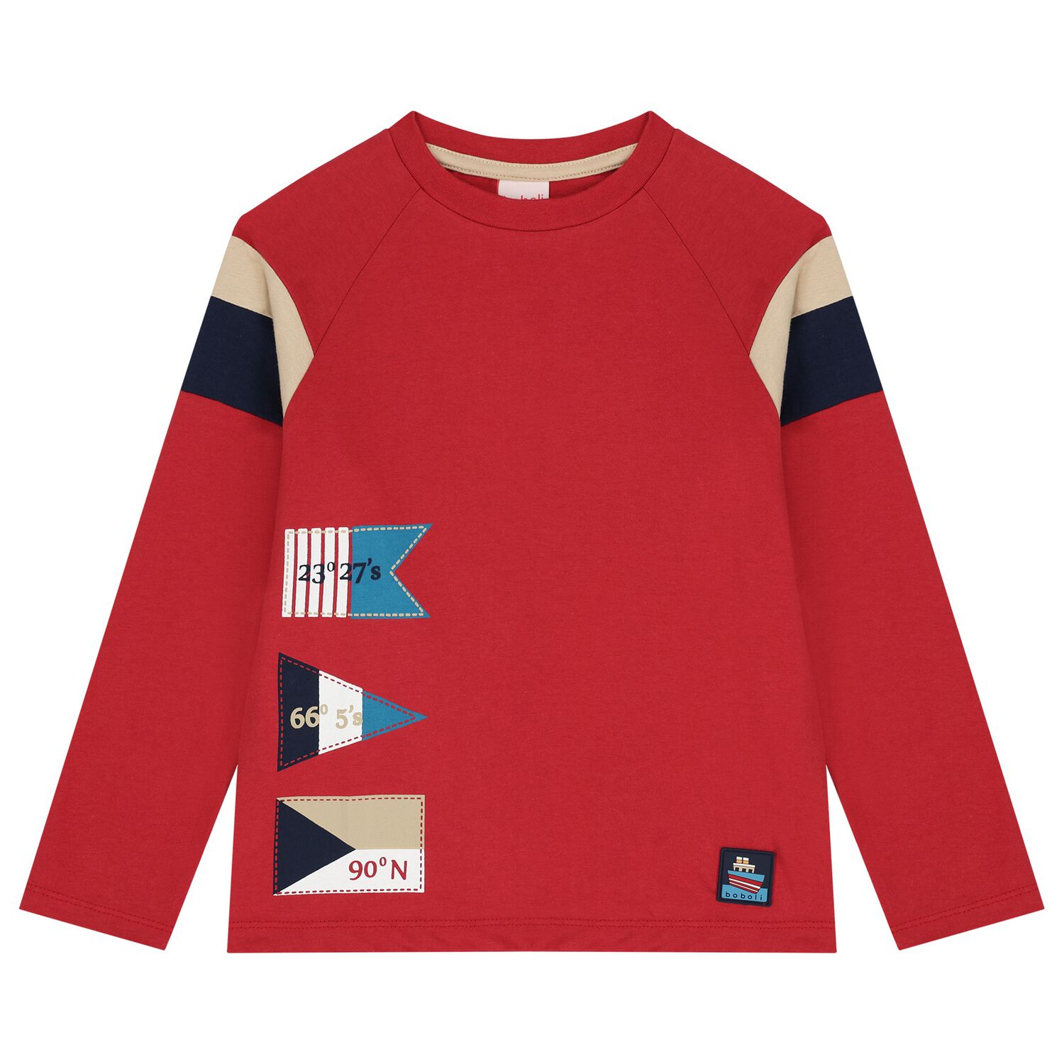 Boys Red Logo Long Sleeve Top, 1, hi-res