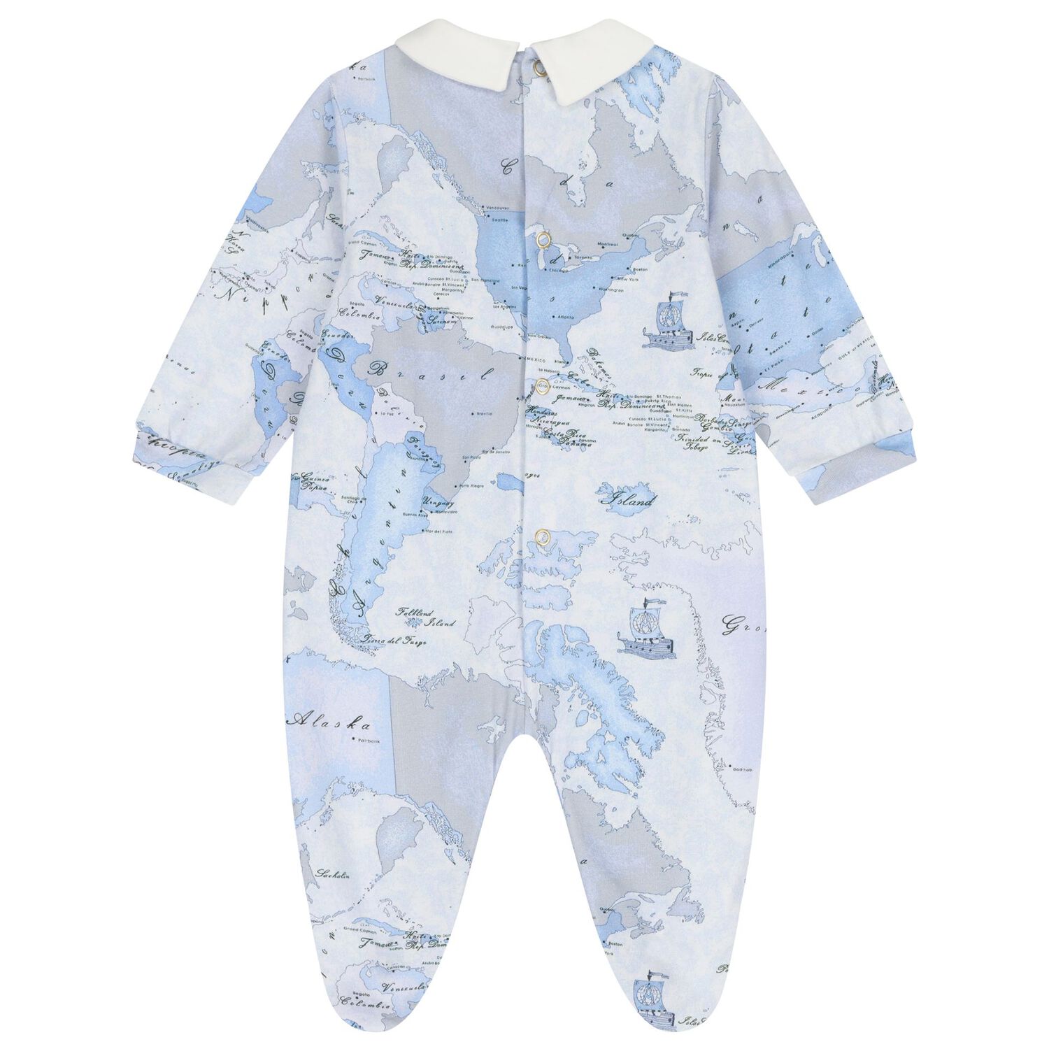 Baby Boys Ivory & Blue Geo Map Babygrow Gift Set, 1, hi-res image number null